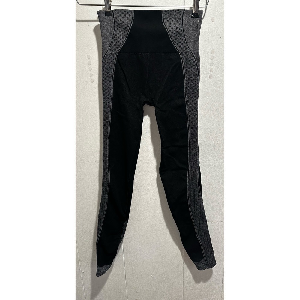 SPANX Black and Gray High-Waist Velvet Leggings